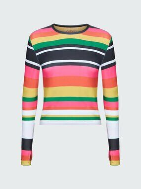 NEW Watskin Quinn Longsleeve Tee in Bold Stripe Rash Guard Bathing Suit Top
